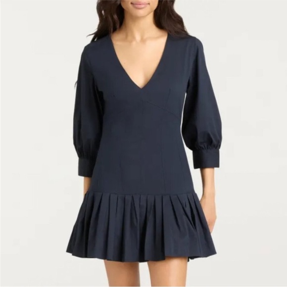 Cinq à Sept 5a7 Sawyer Cotton Blend Mini Dress Navy - Picture 4 of 9